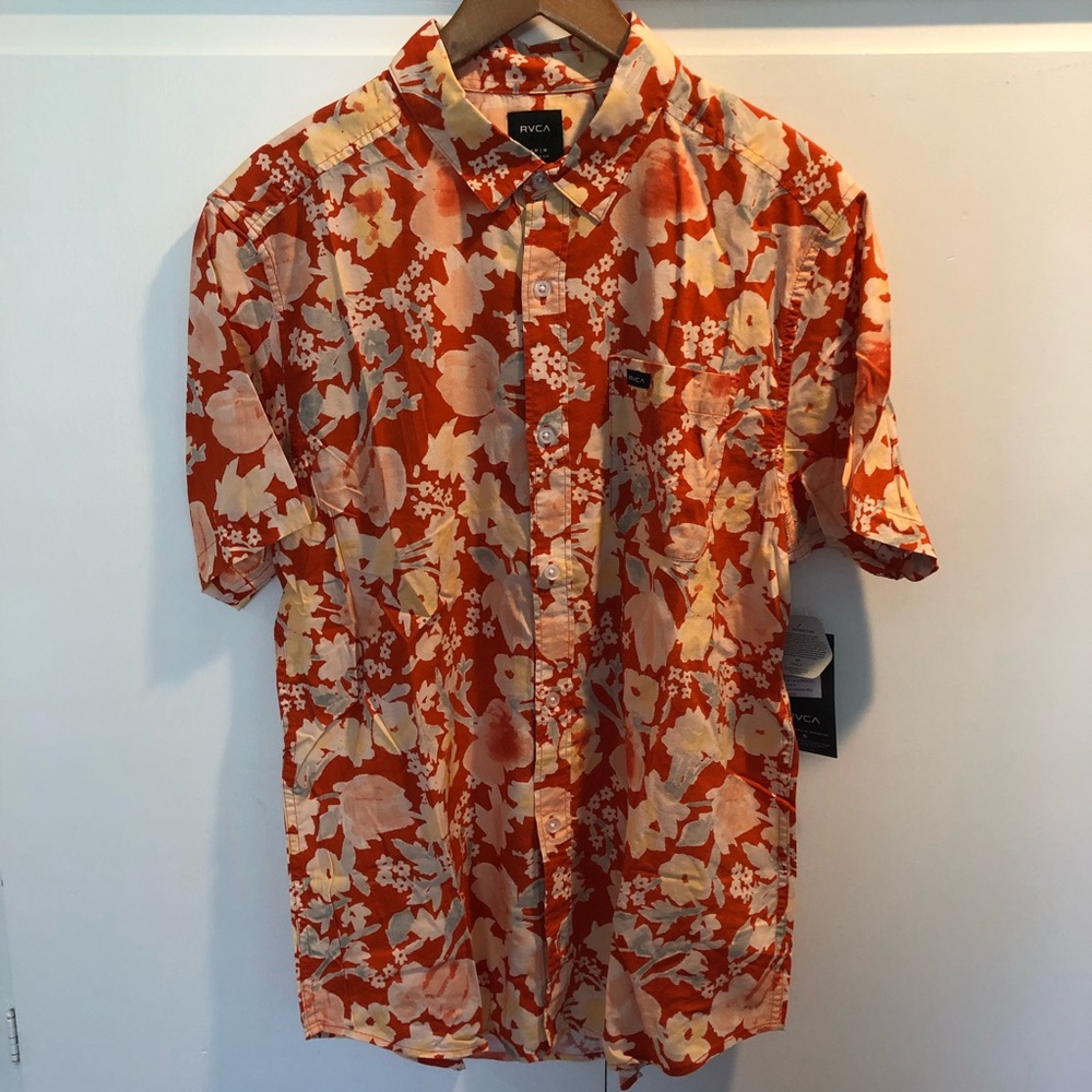 NWT RVCA Mens SS Floral Shirt